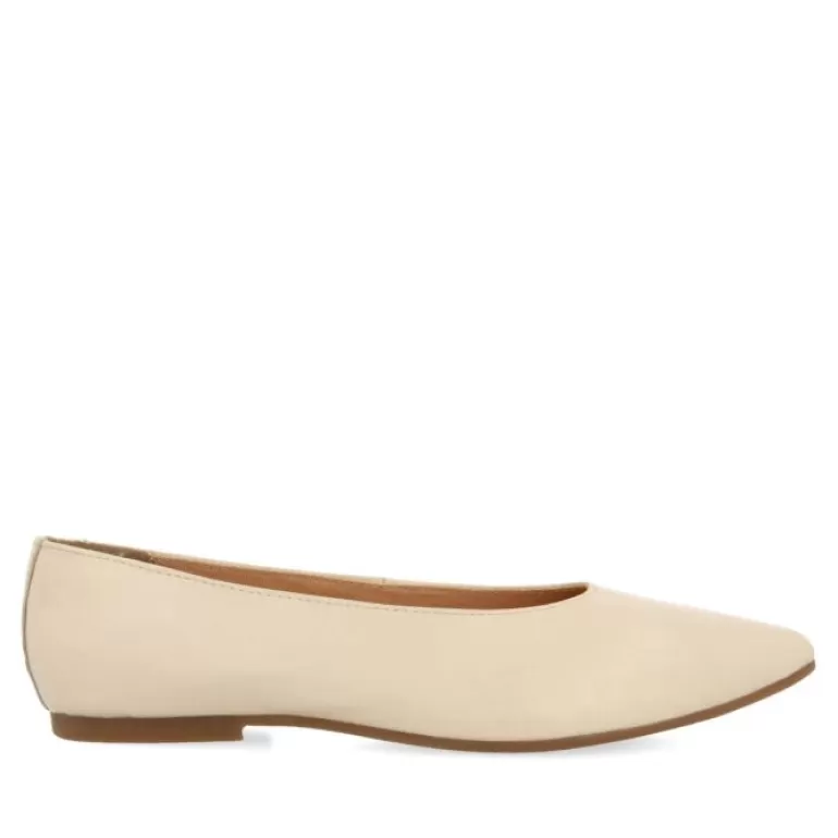 Gioseppo Ballet Pumps*Slagelse Women'S Cream Leather Ballet Flats With Pointed Toes