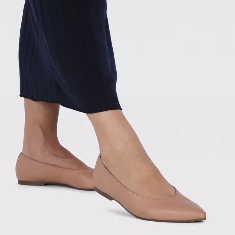 Gioseppo Ballet Pumps*Slagelse Women'S Nude Leather Ballet Flats With Pointed Toes