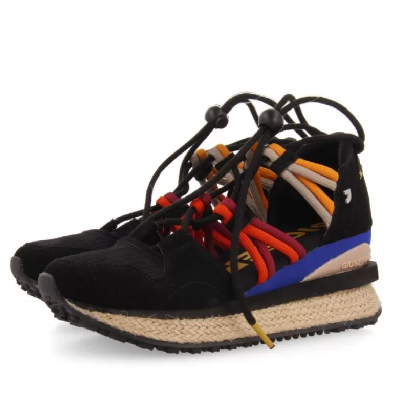 Gioseppo Sneakers*Tulare Black Espadrille Sneakers With Wedges