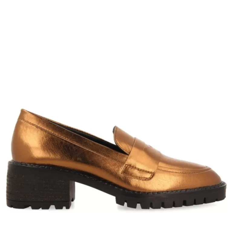 Gioseppo Loafers*Volda Women'S Bronze Leather Moccasins