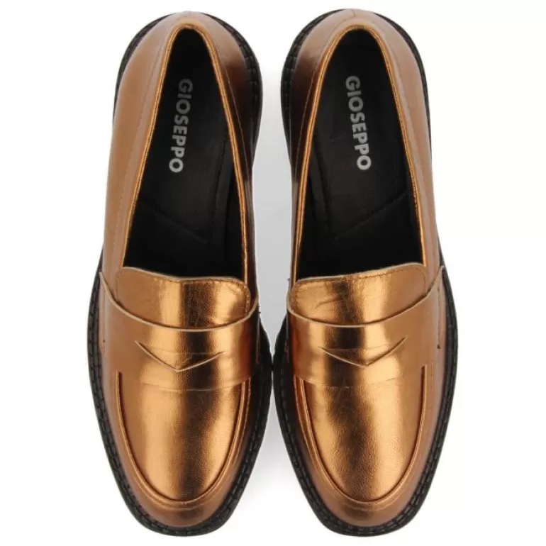 Gioseppo Loafers*Volda Women'S Bronze Leather Moccasins